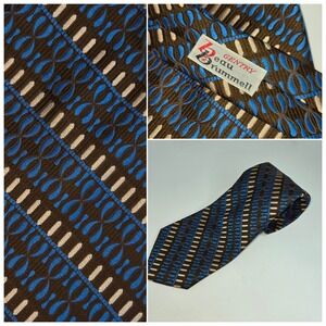 Vintage 70s Beau Brummell Gentry Wide Tie Blue Brown Geometric Retro 4.5"